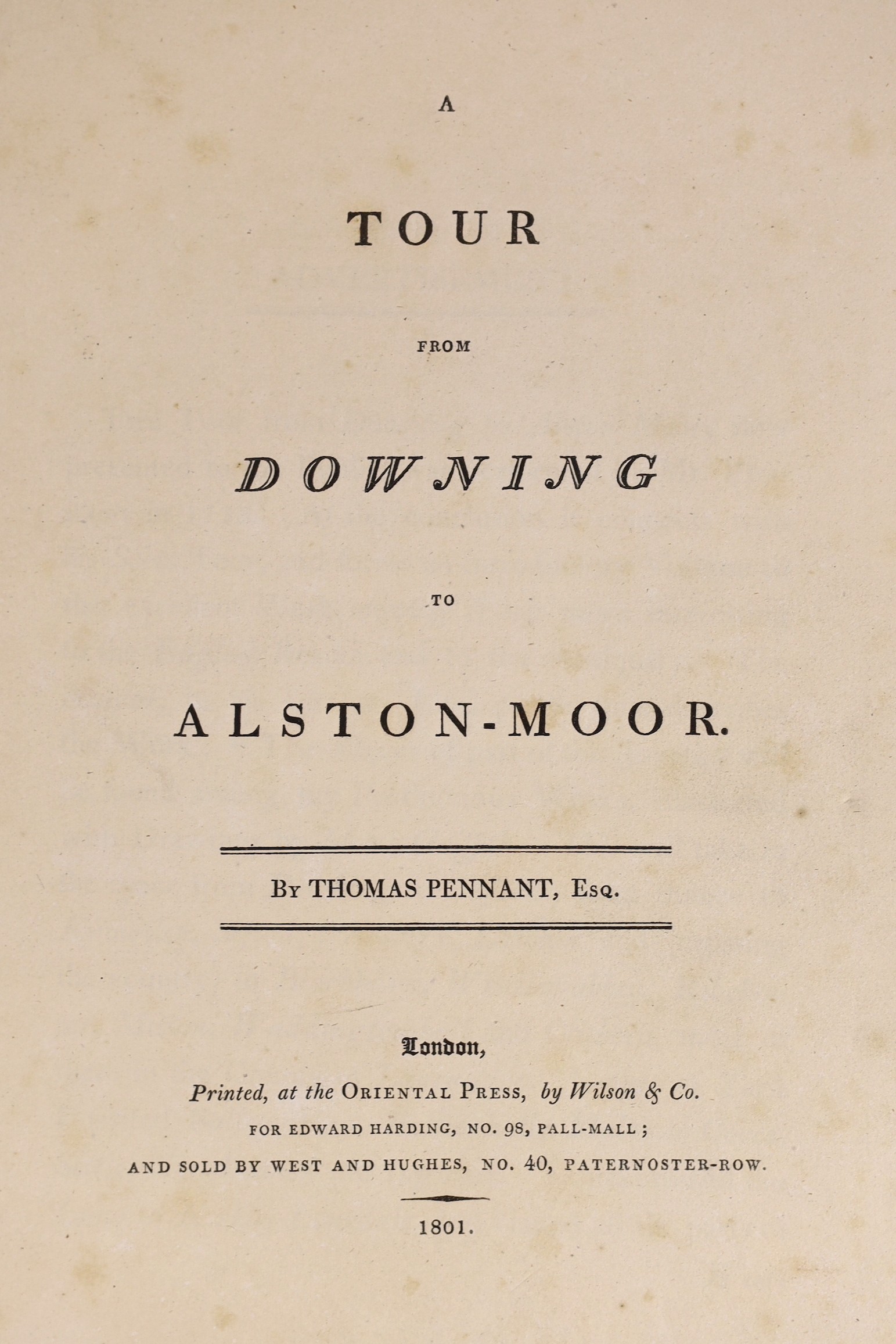 ALSTON-MOOR - Pennant, Thomas - A Tour from Downing to Alston-Moor, 1st edition, 4to, rebound half calf, with 27 plates, Edward Harding, London, 1801